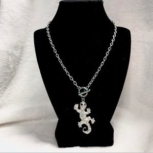 Rhinestone Lizard Pendant Necklace